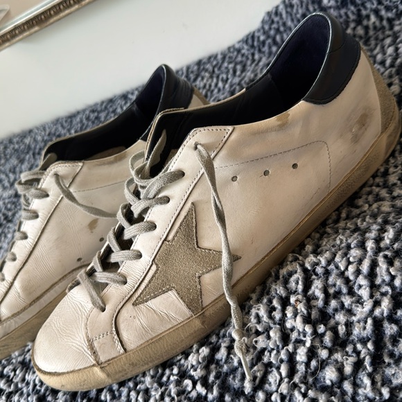 Golden Goose Superstar - in white leather with grey suede star & blue heel tab - Picture 5 of 12